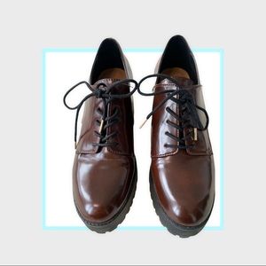 Zara Trafaluc Platform Oxford Brown Platform Lace Up Shoes